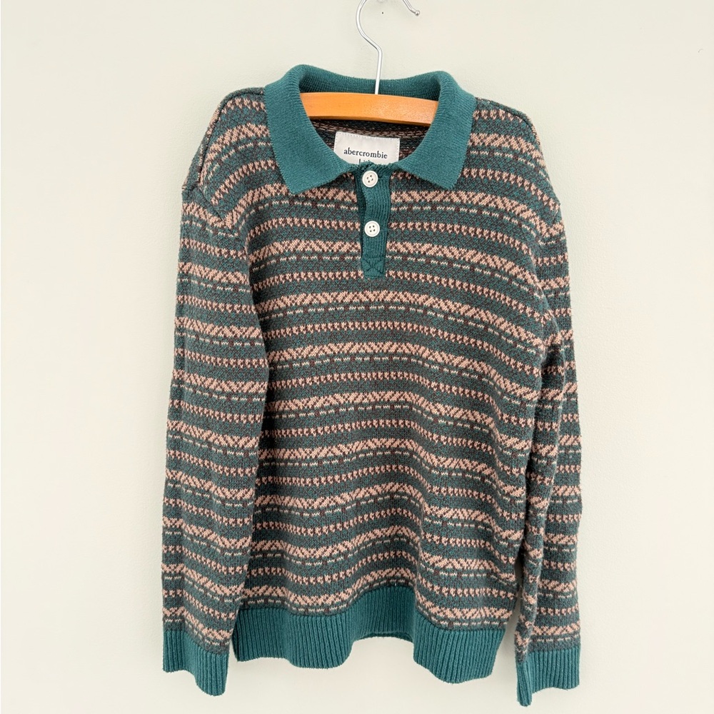 Abercrombie Kids Teal and Brown Knit Sweater